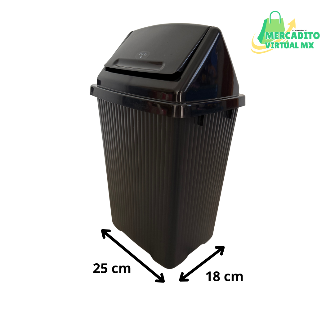 Bote De Basura Mediano 30 L Plástico Cesto Con Tapa Balancín