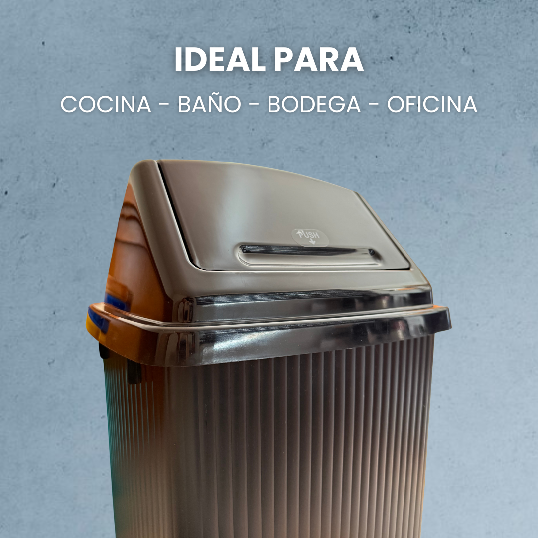 Bote De Basura Mediano 30 L Plástico Cesto Con Tapa Balancín