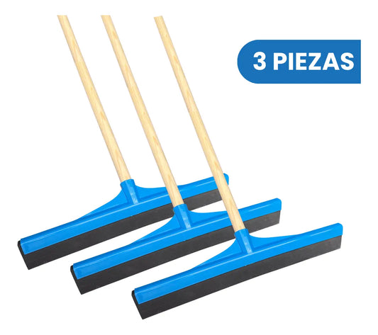 3 Jaladores De Agua Hoja Doble De Neopreno 41 Cm Con Bastón Hogari