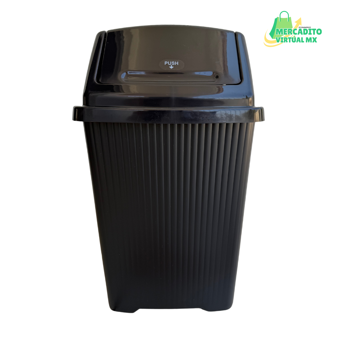 Bote De Basura Mediano 30 L Plástico Cesto Con Tapa Balancín