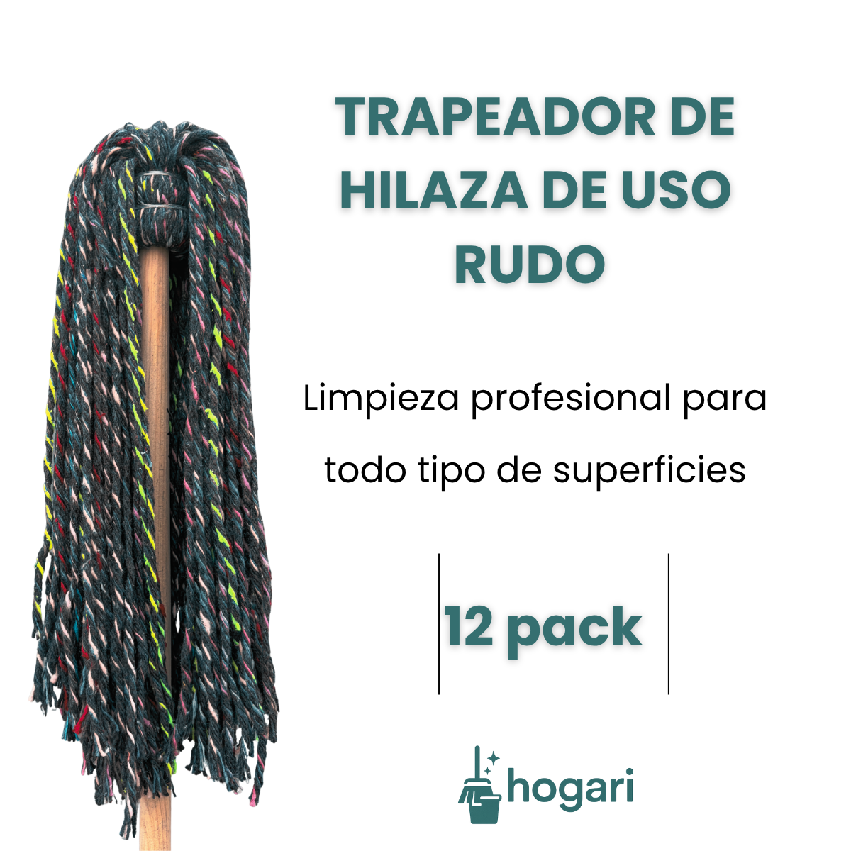 Docena de Trapeador Hilaza Negro Mediano