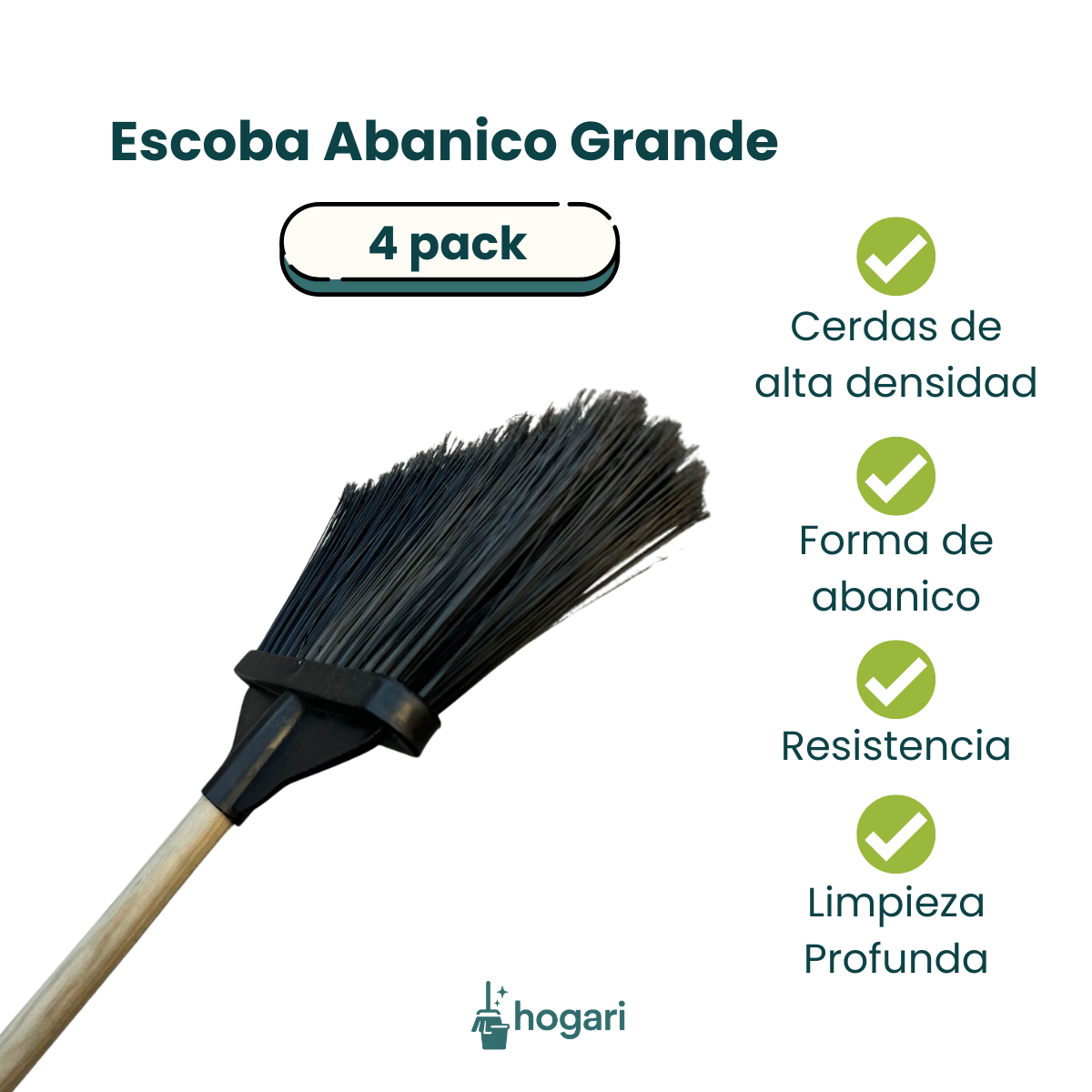 Caja con 24 Cabezales de Escoba Abanico Negra Mediano