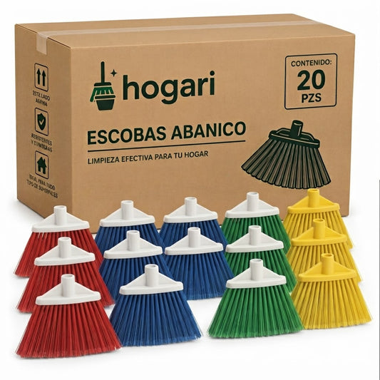 20 Cabezales de Escoba Abanico Negra Grande Mayoreo Hogari