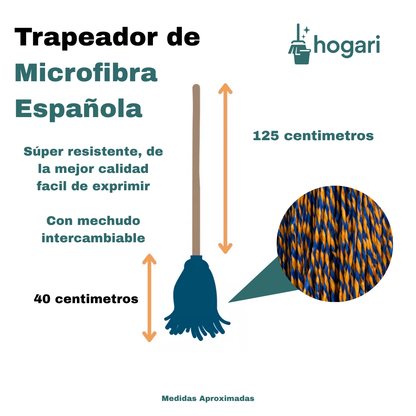 Docena de Cabezales de Trapeador De Microfibra Española Original Premium 175 Gr