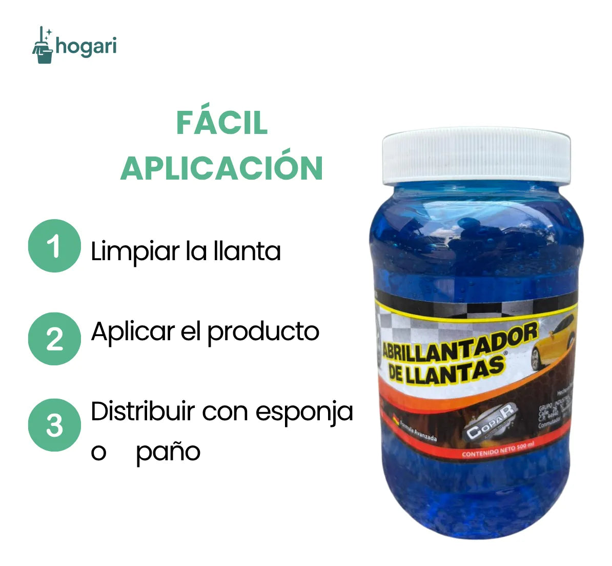 Gel Azul Abrillantador De Llantas 500 ml Hogari