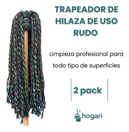 2 Trapeadores Hilaza Forjado Resistente Color Negro Hogari