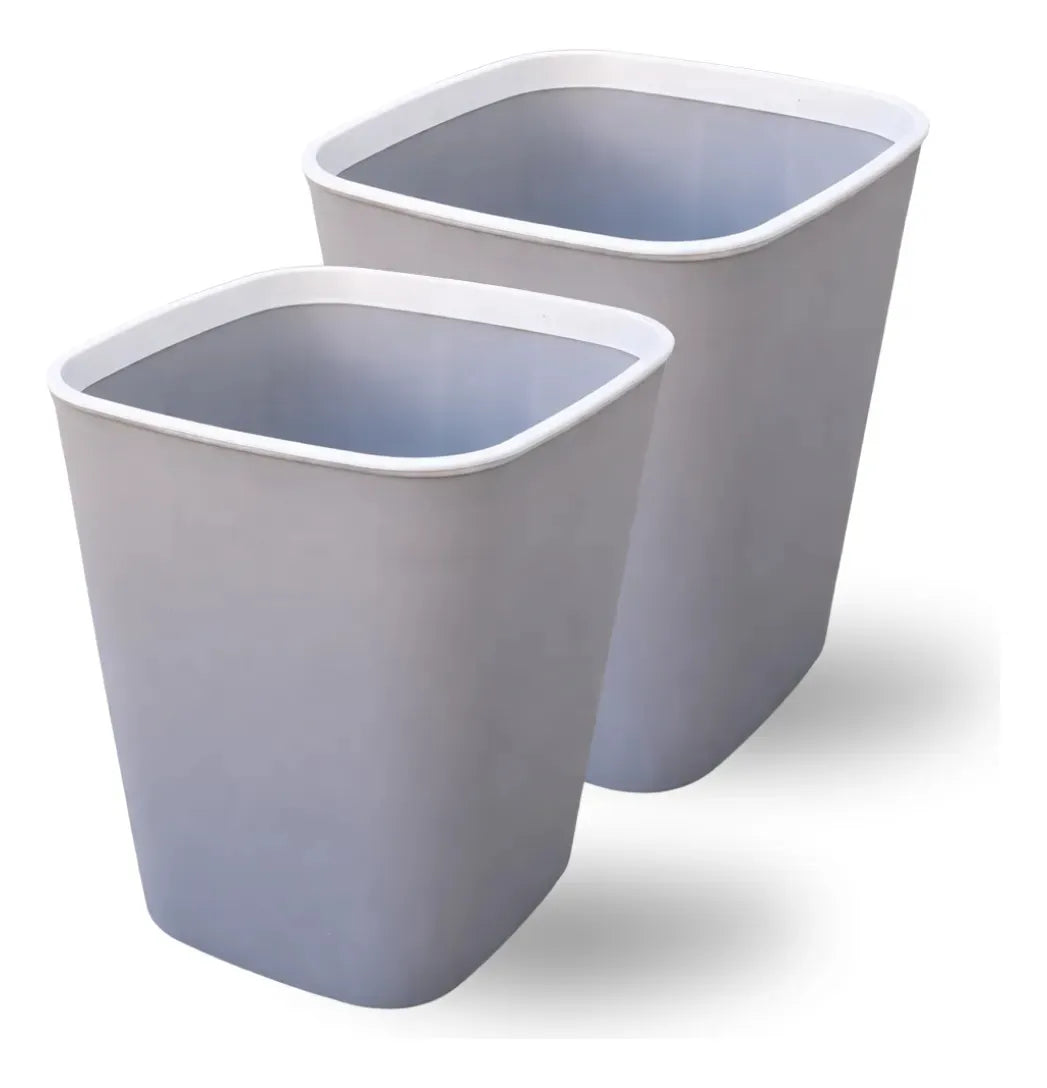 2 Botes De Basura 12 L Con Agarradera Gris