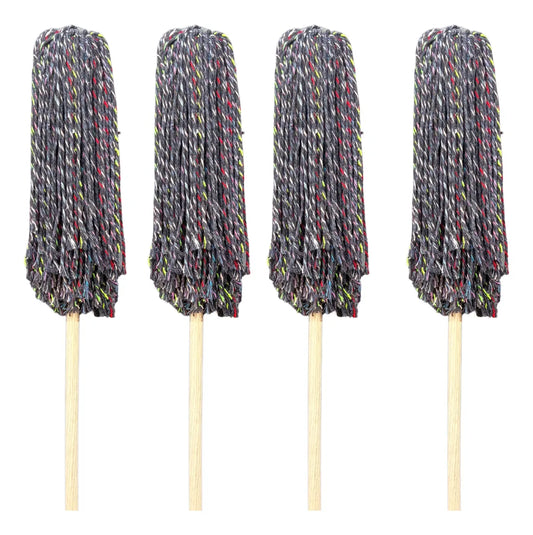 Paquete de 4 trapeadores de hilaza negros