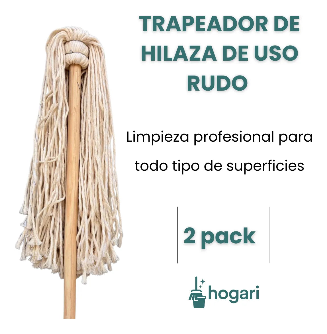 2 Trapeadores Hilaza Forjado Resistente Color Blanco Hogari