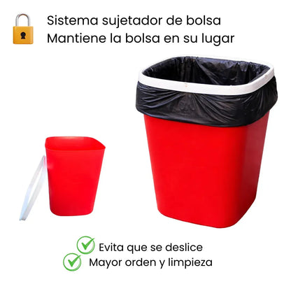 Bote de Basura de Plástico 10 Litros Agarra bolsa Hogari