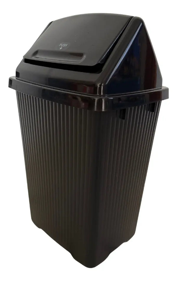 Bote De Basura Mediano 25l Con Tapa Balancín Negro
