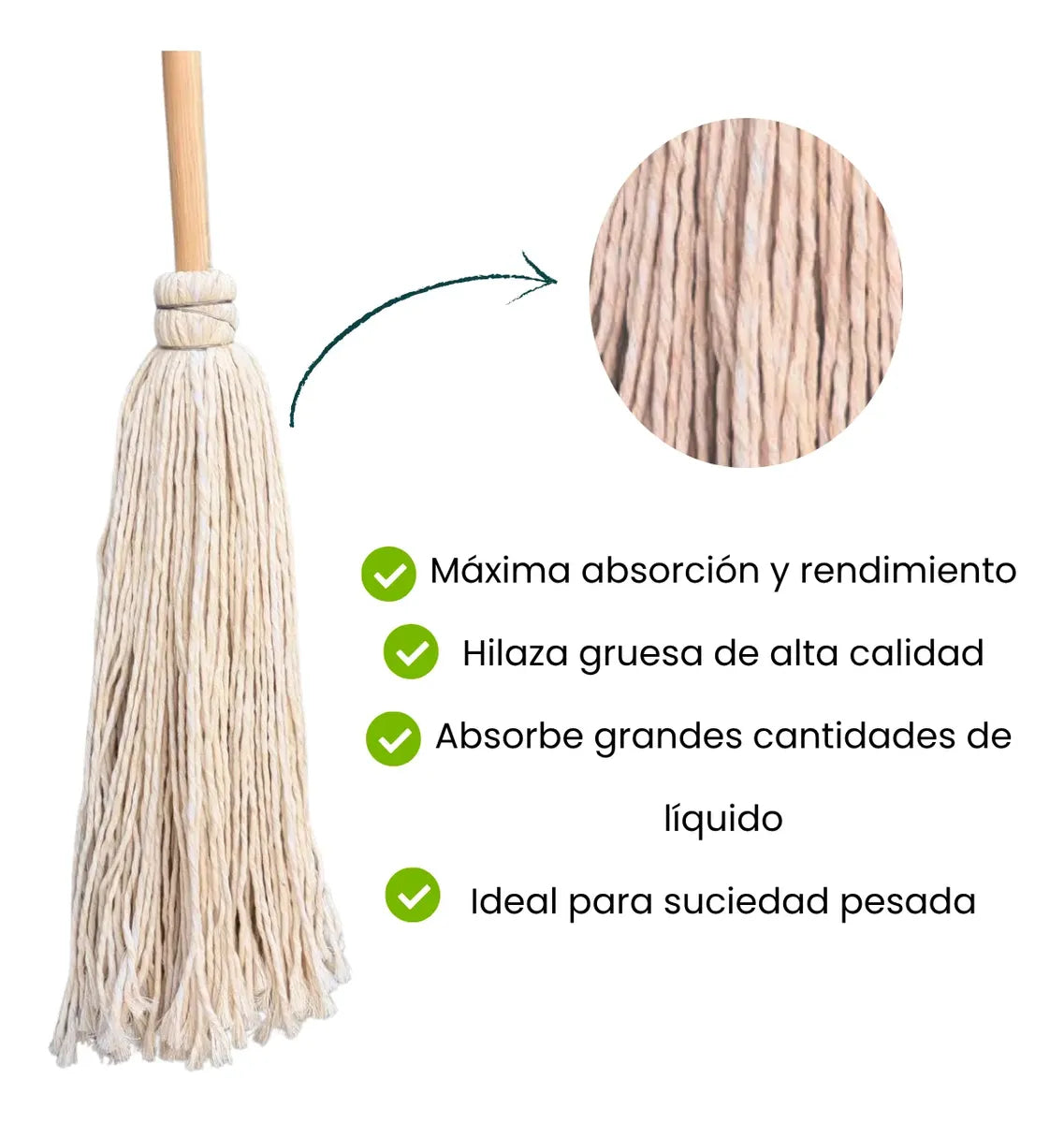 4 Trapeadores Hilaza Forjado Resistente Color Blanco Hogari