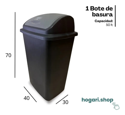 12 Botes de Basura de Plástico 50 Litros Balancin Hogari