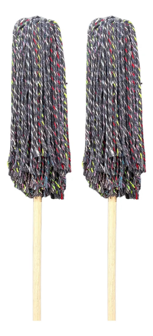 Trapeador Hilaza Forjado Resistente Color Negro 2 Pzs