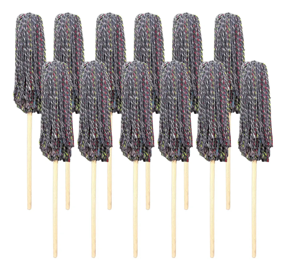 Trapeador Hilaza Forjado Resistente Color Negro 12 Pzs