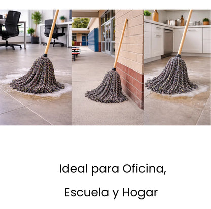 12 Trapeador Hilaza Forjado Resistente Color Negro Hogari