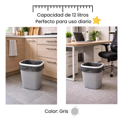 Bote de Basura de Plástico 12 Litros Agarra bolsa Hogari