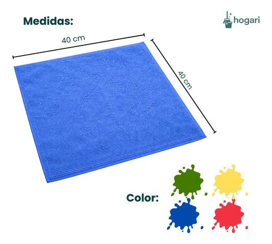 16 Trapos De Limpieza Paño Microfibra Multiusos 40x40 Hogari
