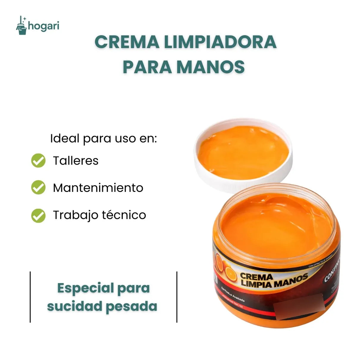 Crema Desengrasante Para Manos - Mecánicos 1 L Hogari