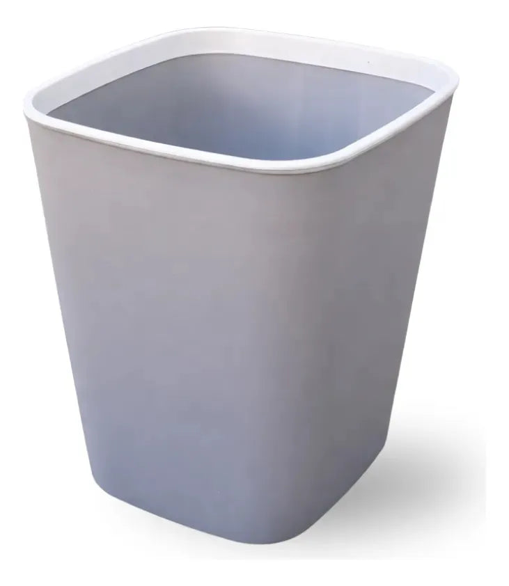 Bote De Basura 12l Plástico Resistente Agarradera Para Bolsa Gris
