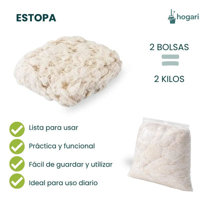 Estopa Blanca Fina De Limpieza 2 kg Hogari