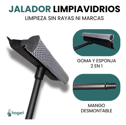 Limpiavidrios Ventanas Y Parabrisas Manual Jalador + Esponja Hogari