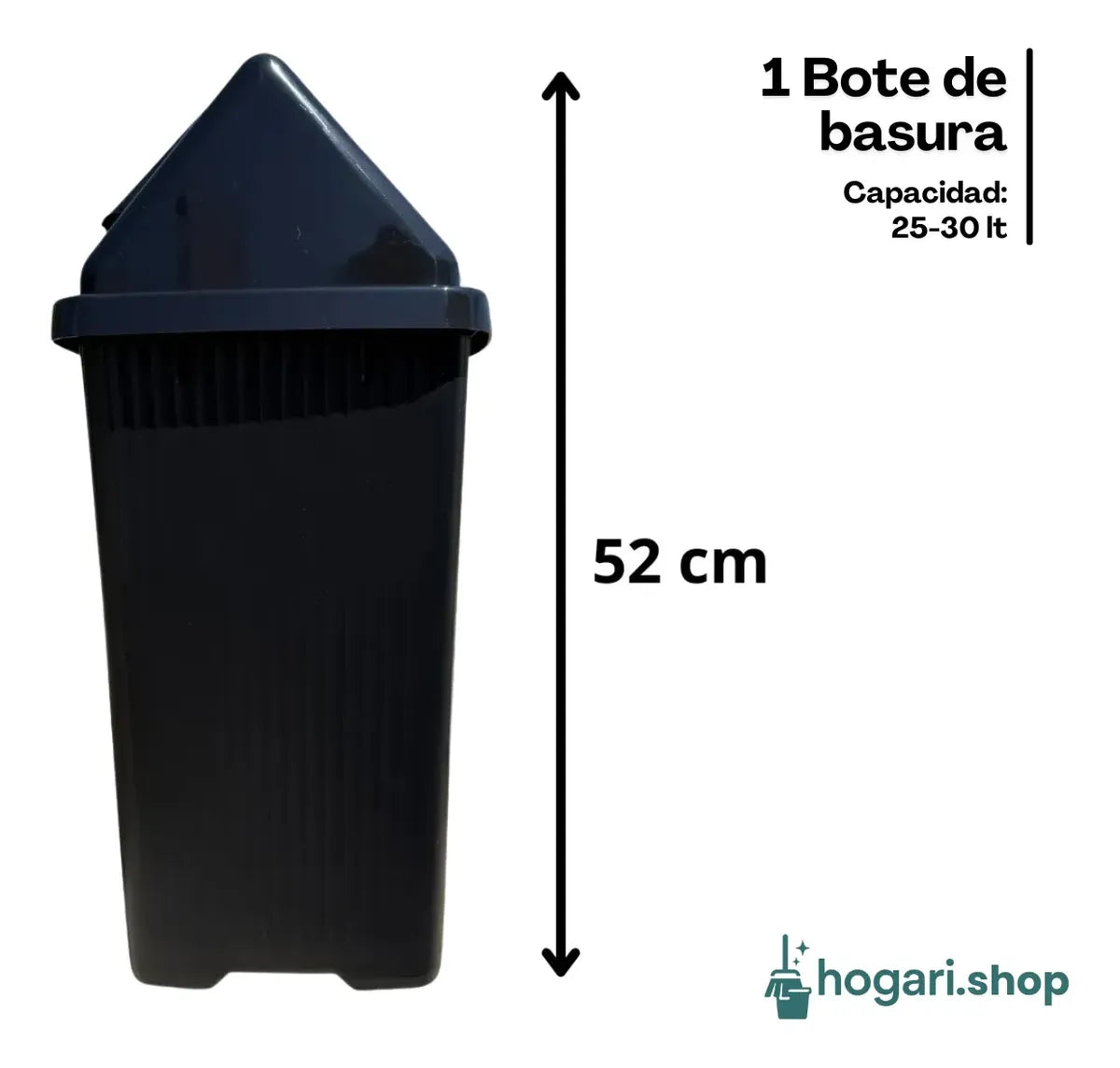 2 Botes De Basura Mediano 30l Plástico Cesto Tapa Balancín Negro Hogari