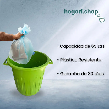 Bote de Basura de Plástico 65 Litros con tapa Hogari