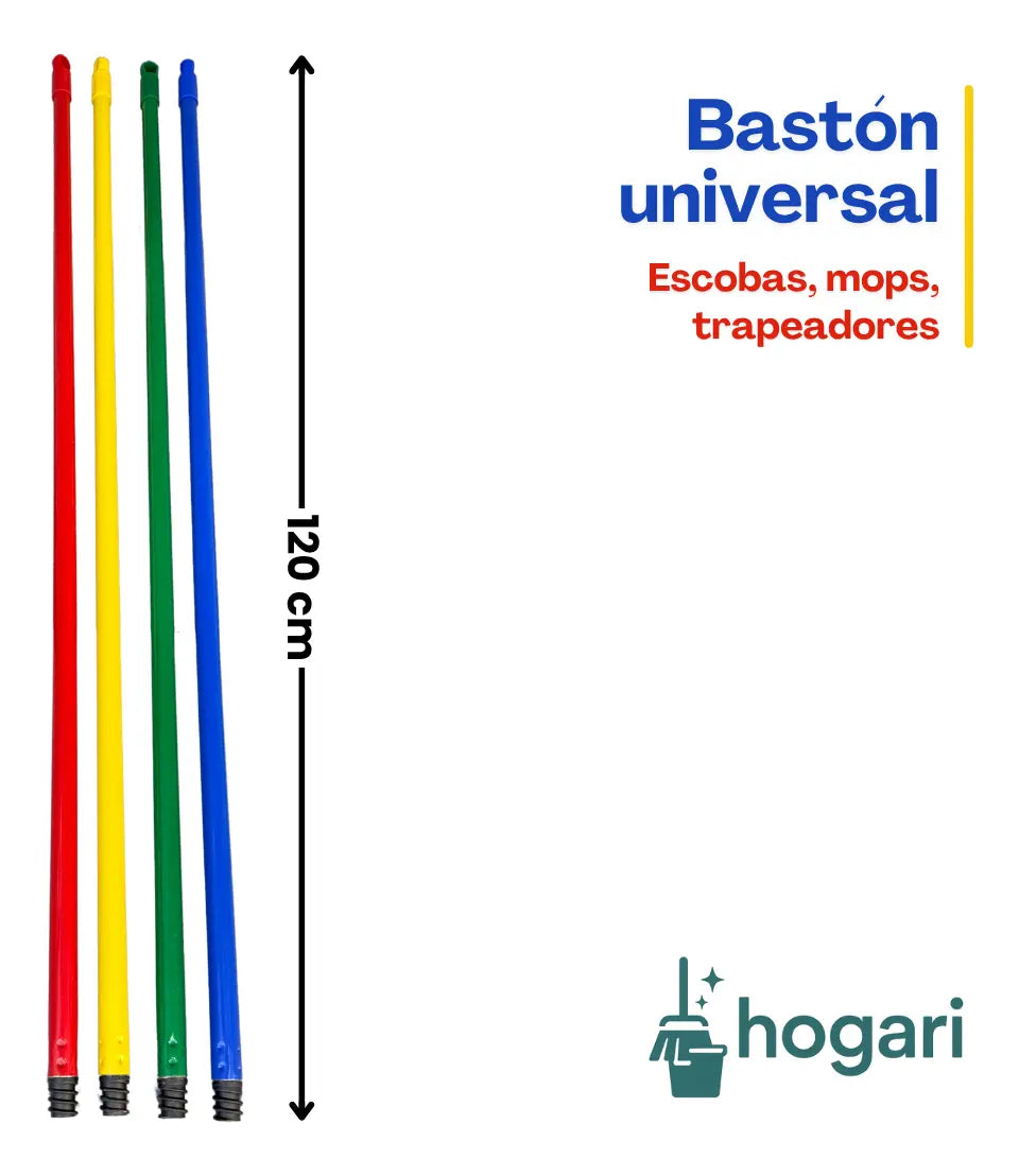 4 Palo Bastón Metálico para Escoba, Mop, Jalador, Trapeador Multiuso Hogari