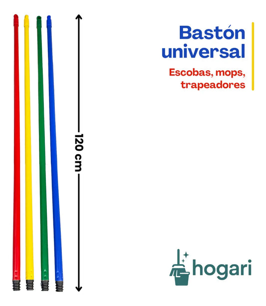 4 Palo Bastón Metálico para Escoba, Mop, Jalador, Trapeador Multiuso Hogari