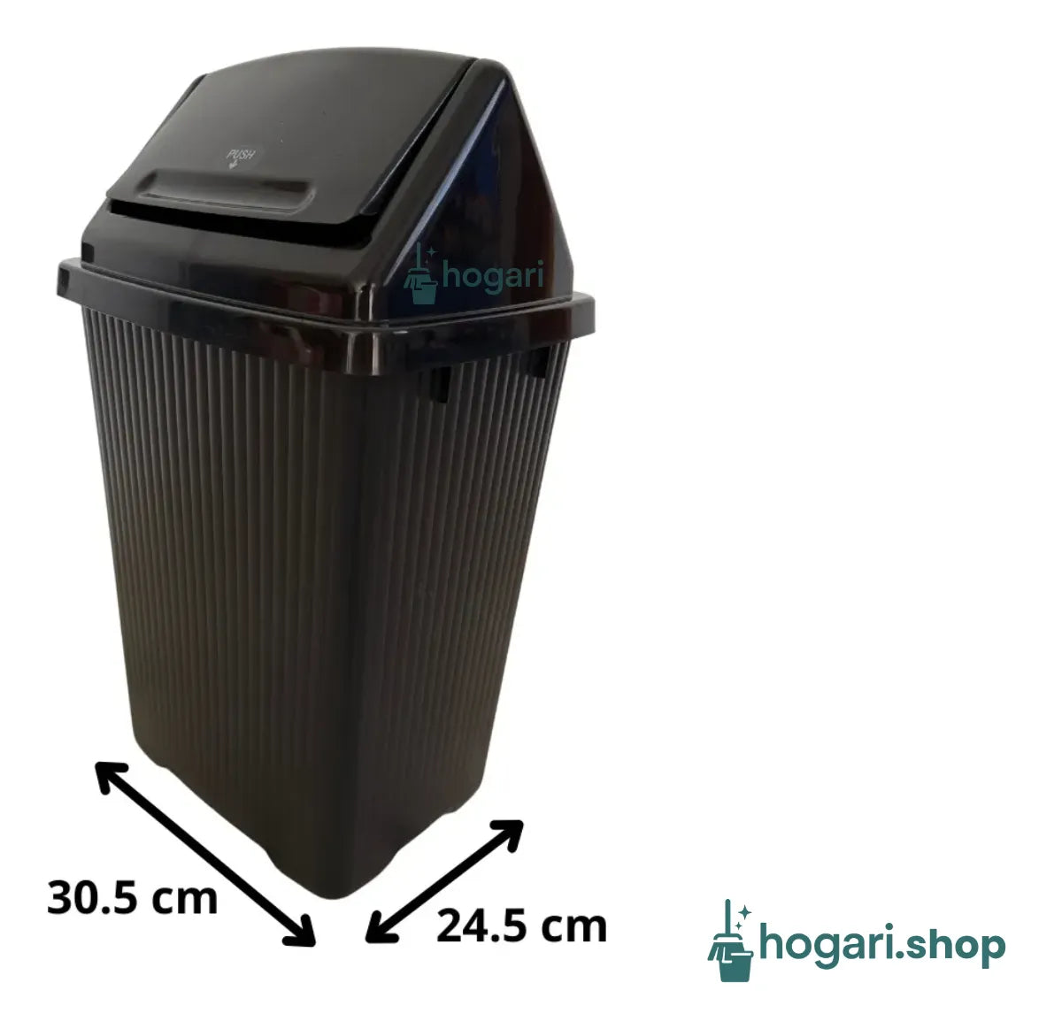 2 Botes De Basura Mediano 30l Plástico Cesto Tapa Balancín Negro Hogari