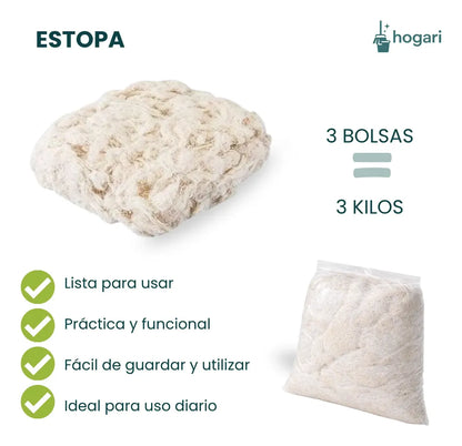 Estopa Blanca Fina De Limpieza 3 kg Hogari