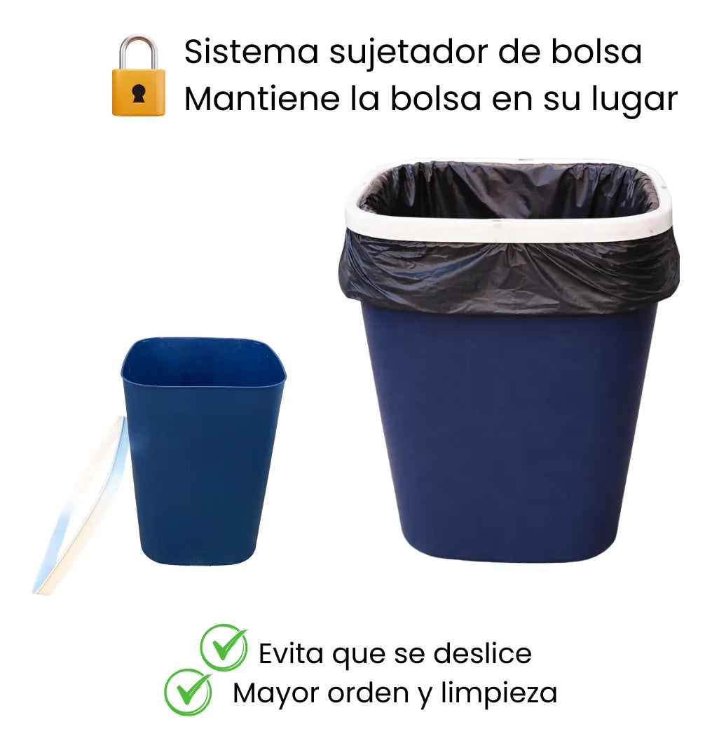 Bote de Basura de Plástico 12 Litros Agarra bolsa Hogari