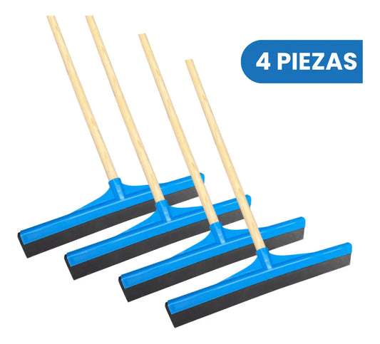 4 Jaladores De Agua Hoja Doble De Neopreno 41 Cm Con Mango Hogari