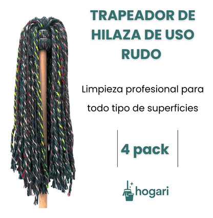 4 Trapeadores de Hilaza Forjado Negro Hogari