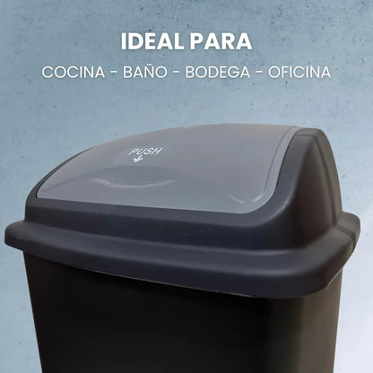 3 Botes De Basura Grande 50l Plástico Cesto Con Tapa Balancín Negro Hogari