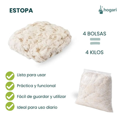 Estopa Blanca Fina De Limpieza 4 kg Hogari