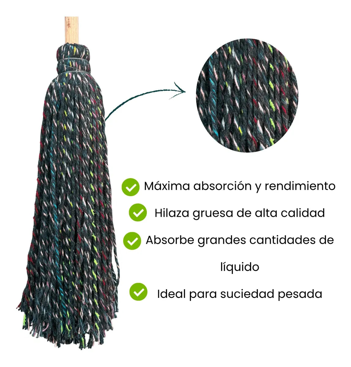 2 Trapeadores Hilaza Forjado Resistente Color Negro Hogari