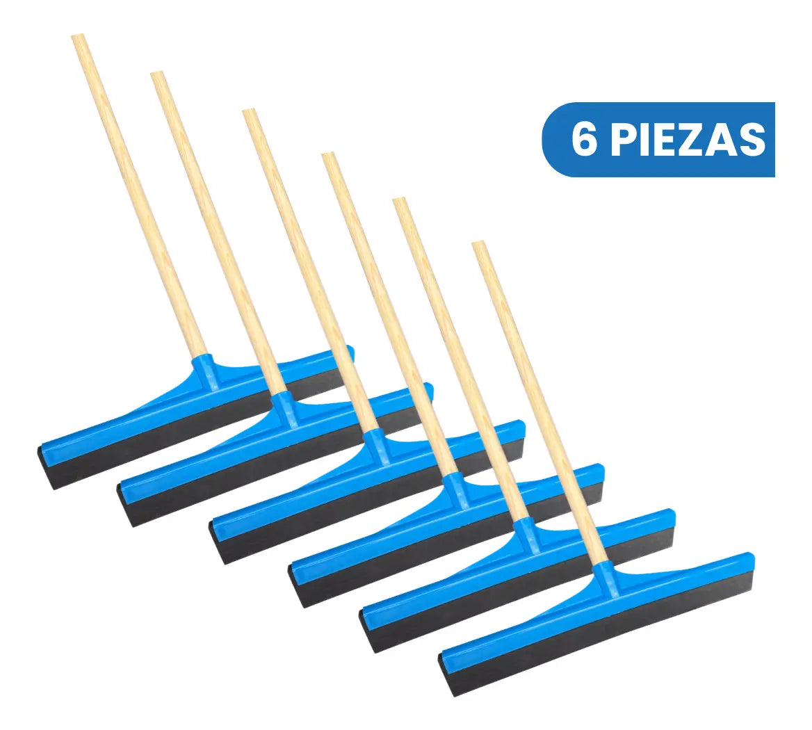 6 Jaladores De Agua Hoja Doble De Neopreno 41 Cm Con Bastón Hogari