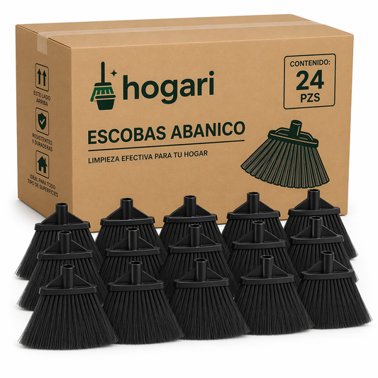 Caja con 24 Cabezales de Escoba Abanico Negra Grande